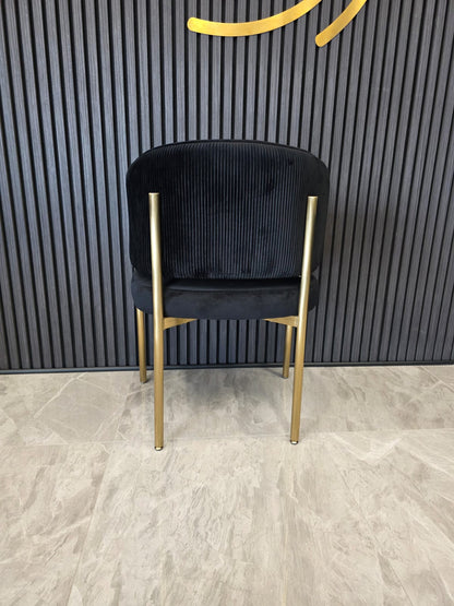Tiffany Pleated Chair | Black Velvet