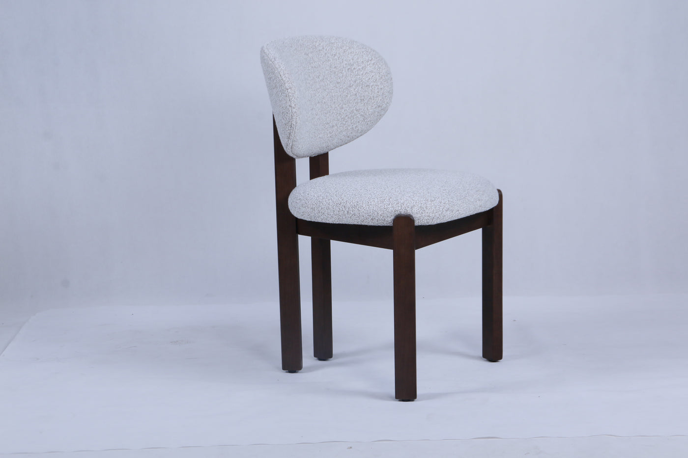 Dove Chair | Walnut Wood - Grey Beige Boucle Fabric