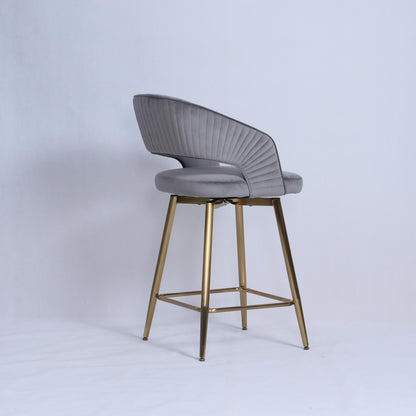 Bella Swivel Stool |  Grey Velvet