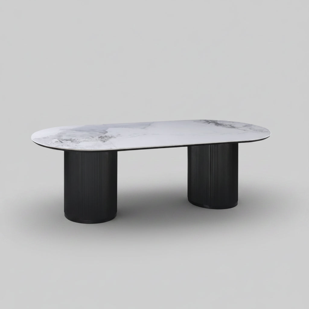 Grove Table 240cm | Chanel Stone Top - Black Base