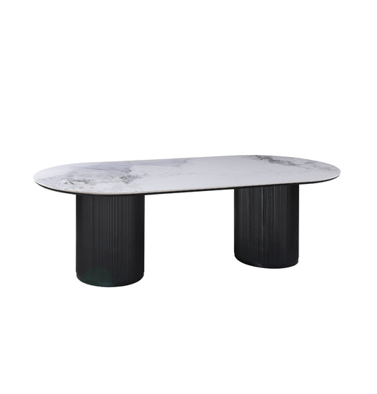 Grove Table 240cm | Chanel Stone Top - Black Base