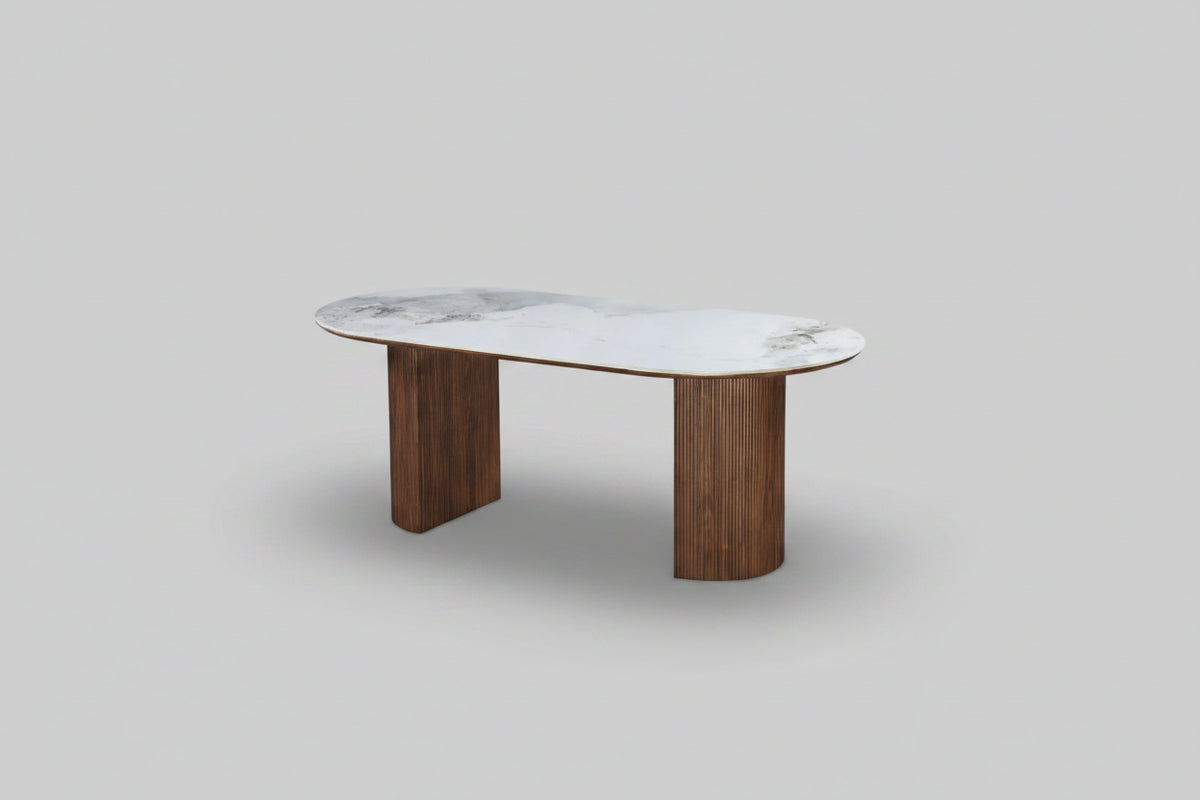 Eclipse Table 200cm | Walnut Base - Chanel Stone Top