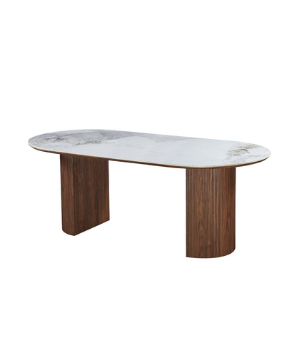 Eclipse Table 200cm | Chanel Stone Top - Walnut Base