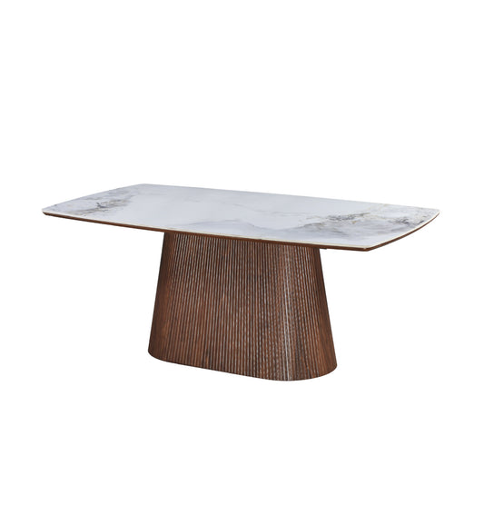 Artemis Table 180cm | Chanel Stone Top - Walnut Base