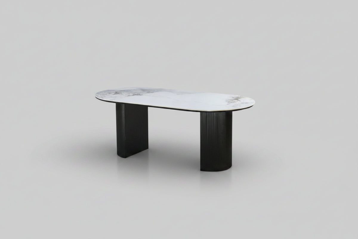 Eclipse Table 200cm | Black Base - Chanel Stone Top