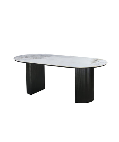 Eclipse Table 200cm | Chanel Stone Top - Black Base