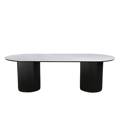 Grove Table 240cm | Snow White Stone Top - Black Base
