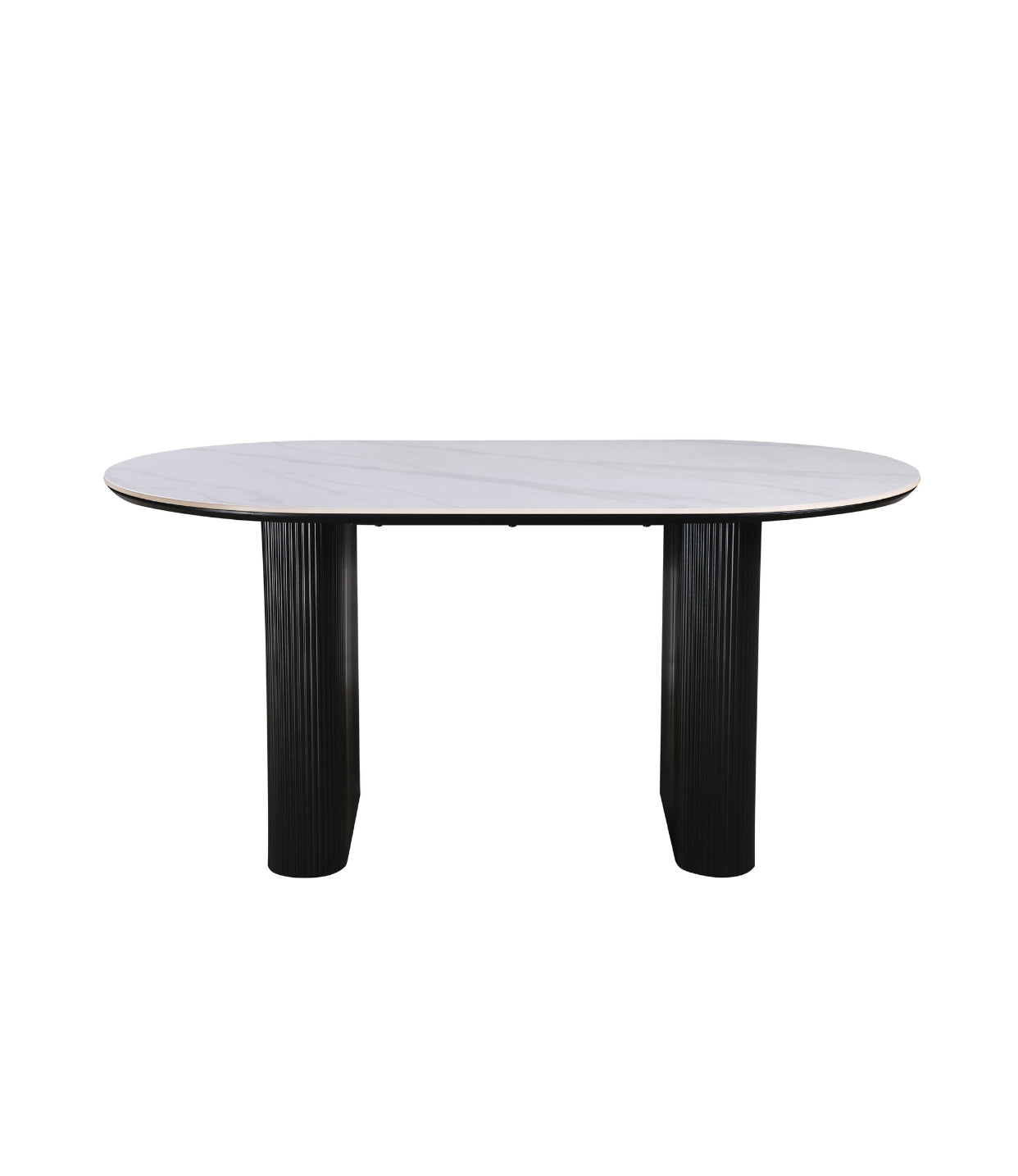Sculptra Table 160cm | Snow White Stone Top - Black Base