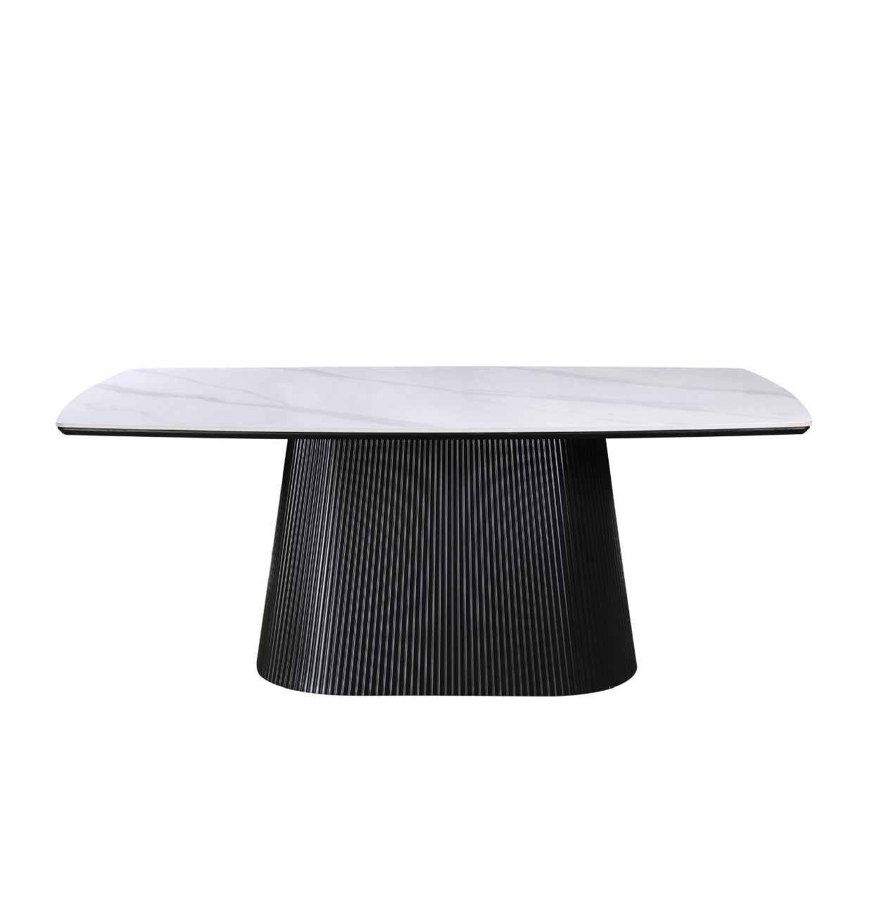 Artemis Table 180cm | Snow White Stone Top - Black Base