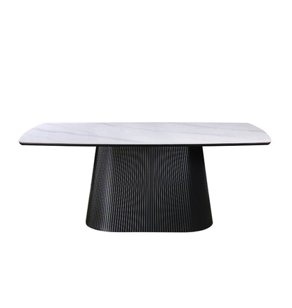 Artemis Table 180cm | Snow White Stone Top - Black Base