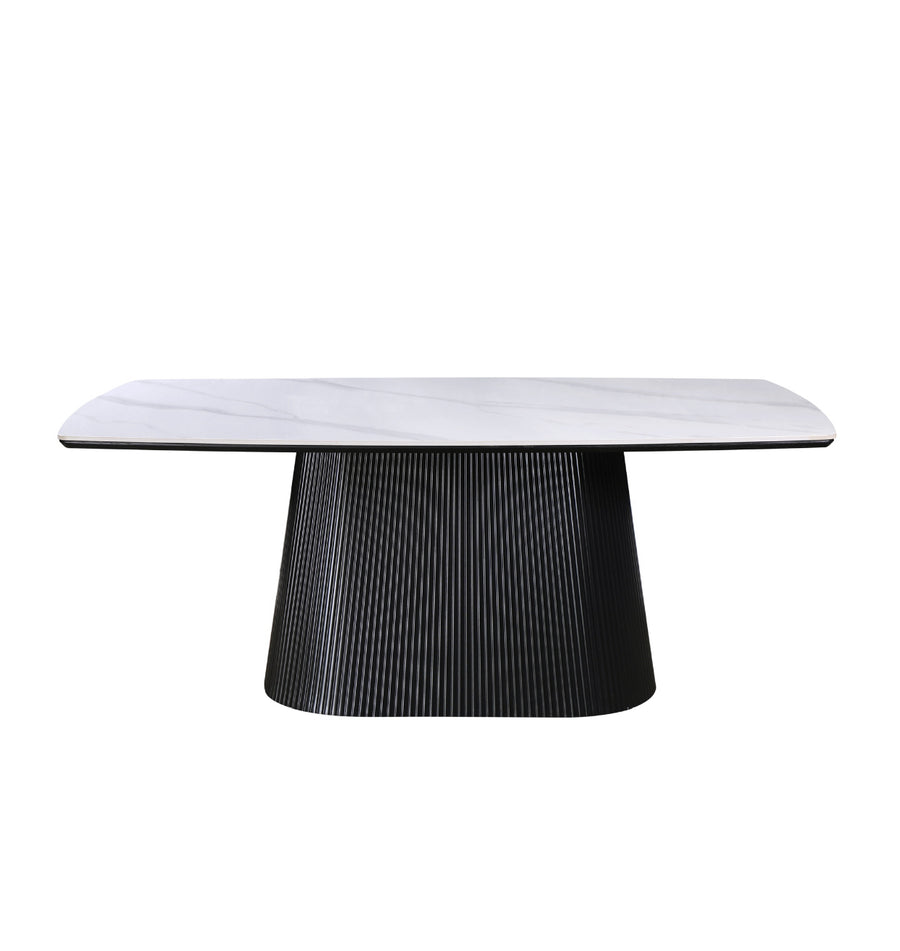 Artemis Table 180cm | Black Base - Snow White Stone Top