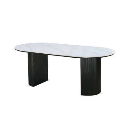 Eclipse Table 200cm | Snow white Stone Top - Black Base