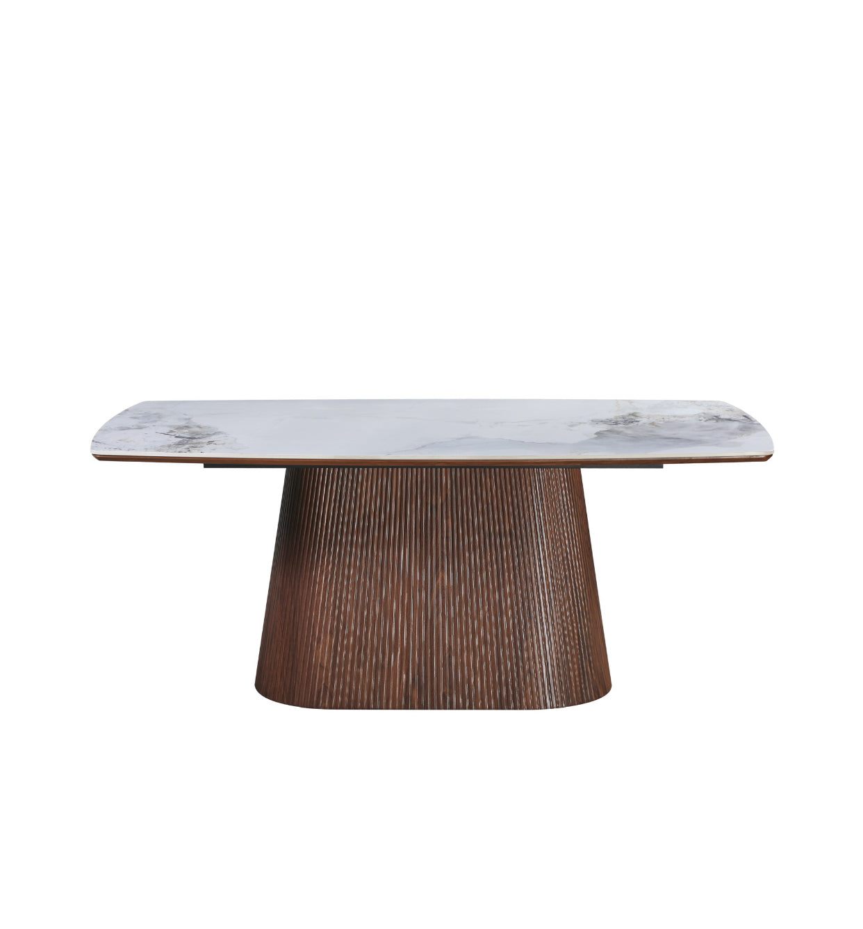 Artemis Table 180cm | Chanel Stone Top - Walnut Base