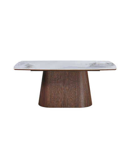 Artemis Table 180cm | Chanel Stone Top - Walnut Base