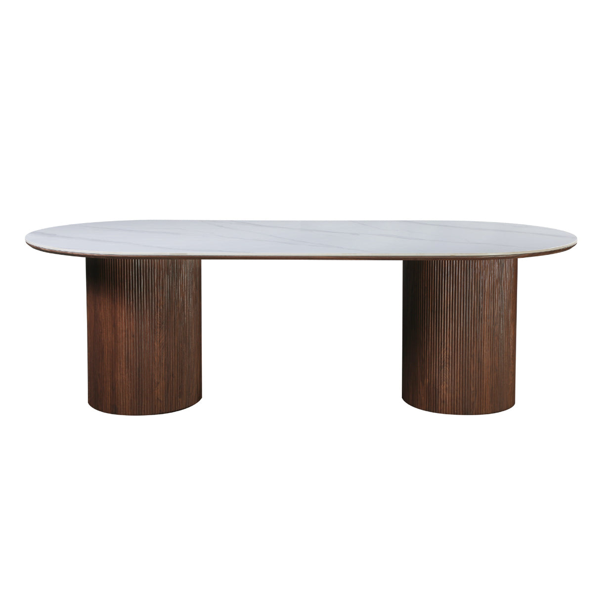 Grove Table 240cm | Snow White Stone Top - Walnut Base