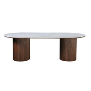 Grove Table 240cm | Snow White Stone Top - Walnut Base