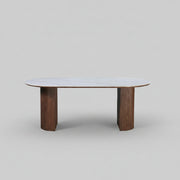 Eclipse Table 200cm | Walnut Base - Snow White Stone Top