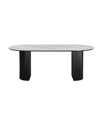 Eclipse Table 200cm | Snow white Stone Top - Black Base
