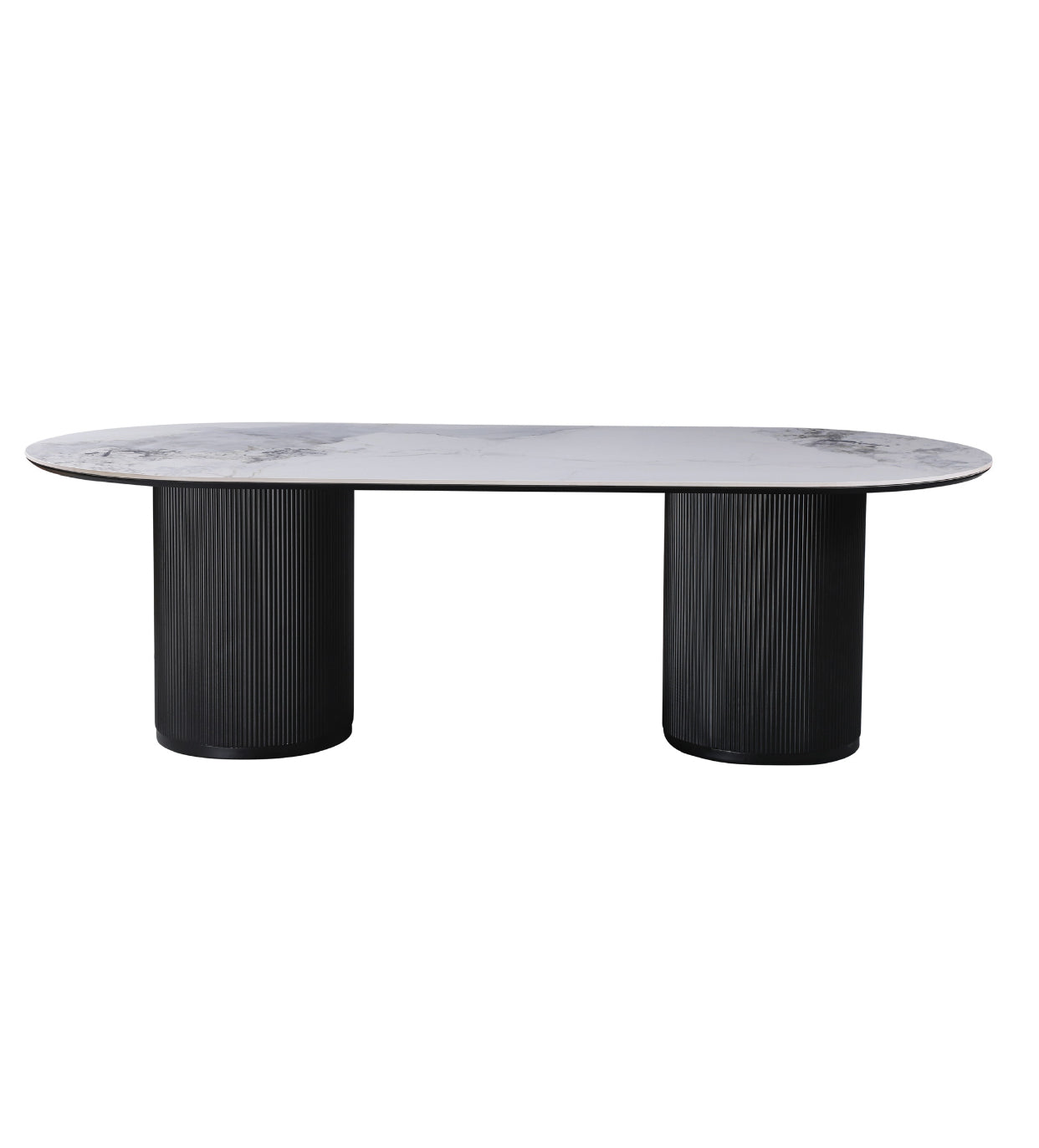 Grove Table 240cm | Chanel Stone Top - Black Base