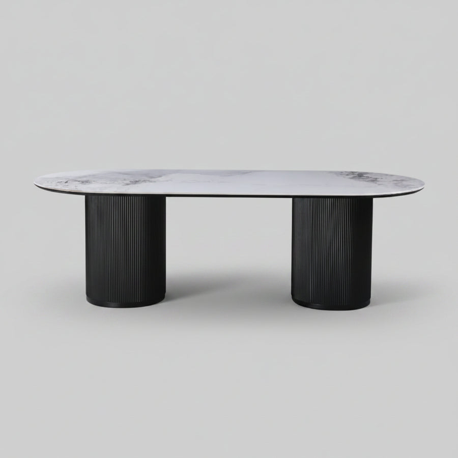 Grove Table 240cm | Chanel Stone Top - Black Base