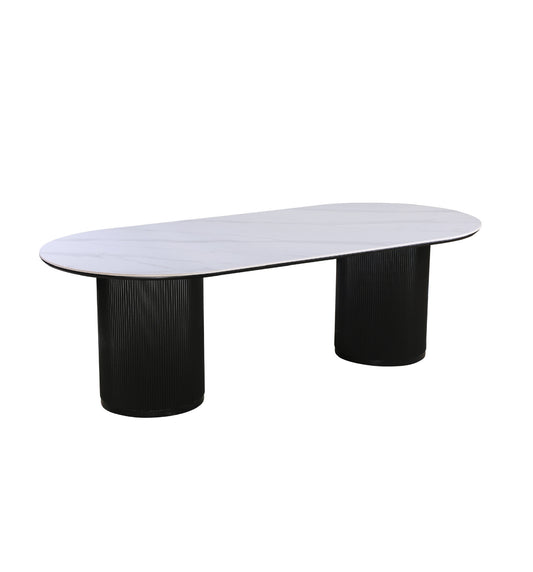 Grove Table 240cm | Snow White Stone Top - Black Base