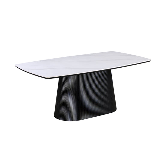 Artemis Table 180cm | Snow White Stone Top - Black Base