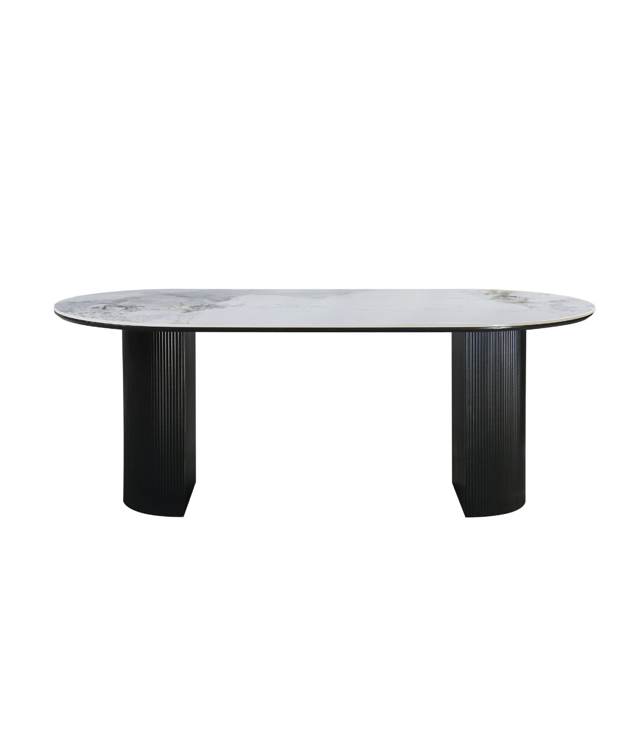Eclipse Table 200cm | Chanel Stone Top - Black Base
