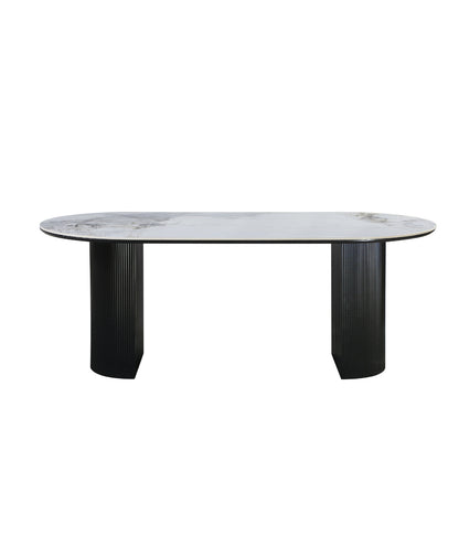 Eclipse Table 200cm | Chanel Stone Top - Black Base