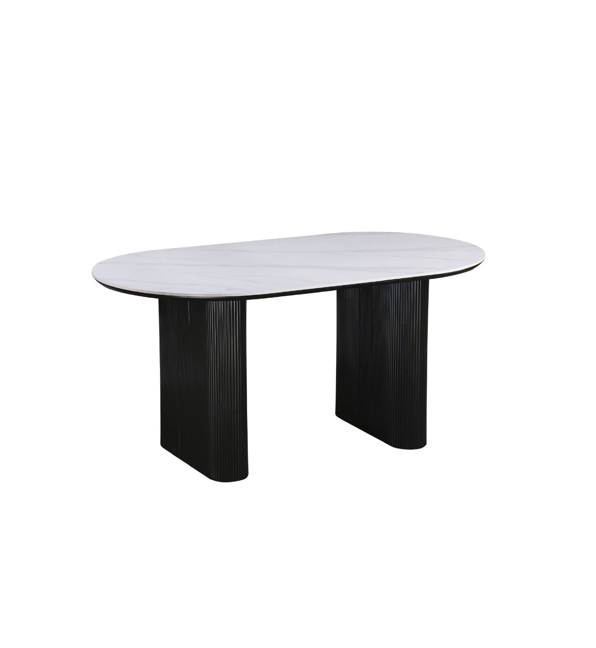 Sculptra Table 160cm | Snow White Stone Top - Black Base