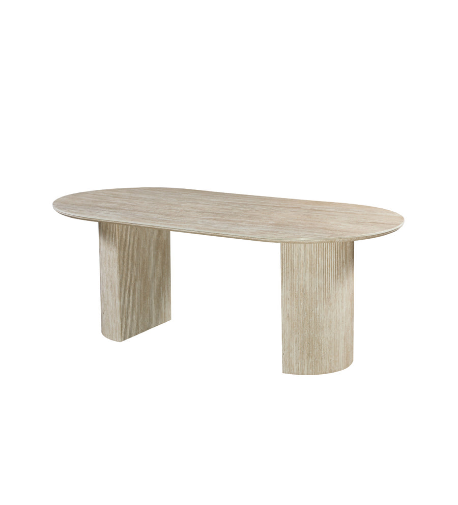 Eclipse Table 200cm | Tavertine Wood Base - Tavertine Stone Top
