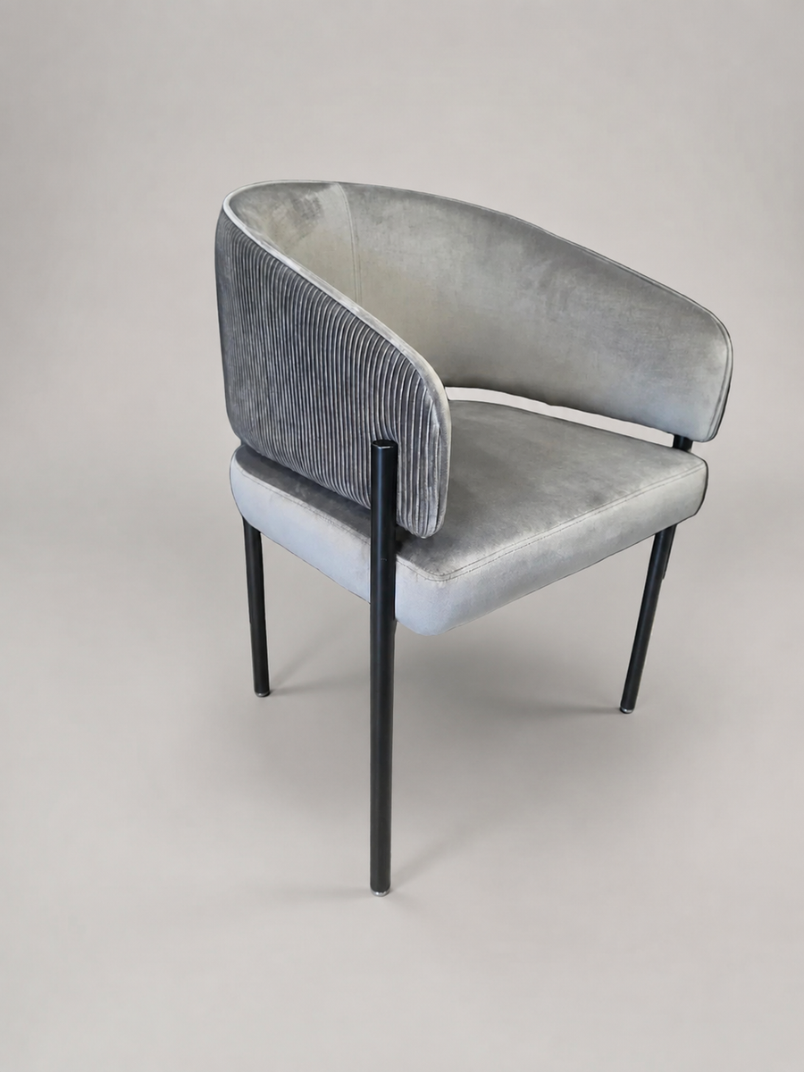 Tiffany Pleated Chair | Grey Velvet