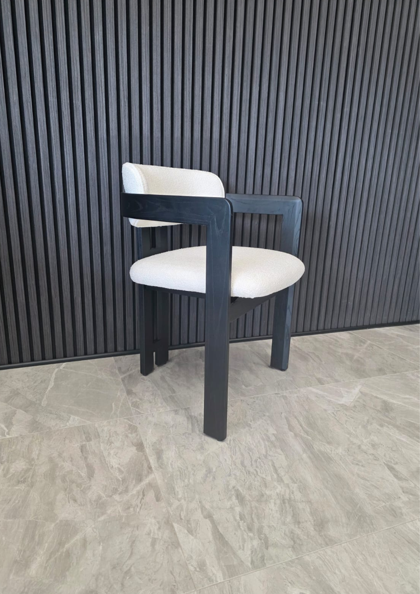 Ebony Chair | Black - Boucle Fabric