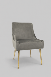 Diore Chair | Gray Velvet Brushed Gold legs
