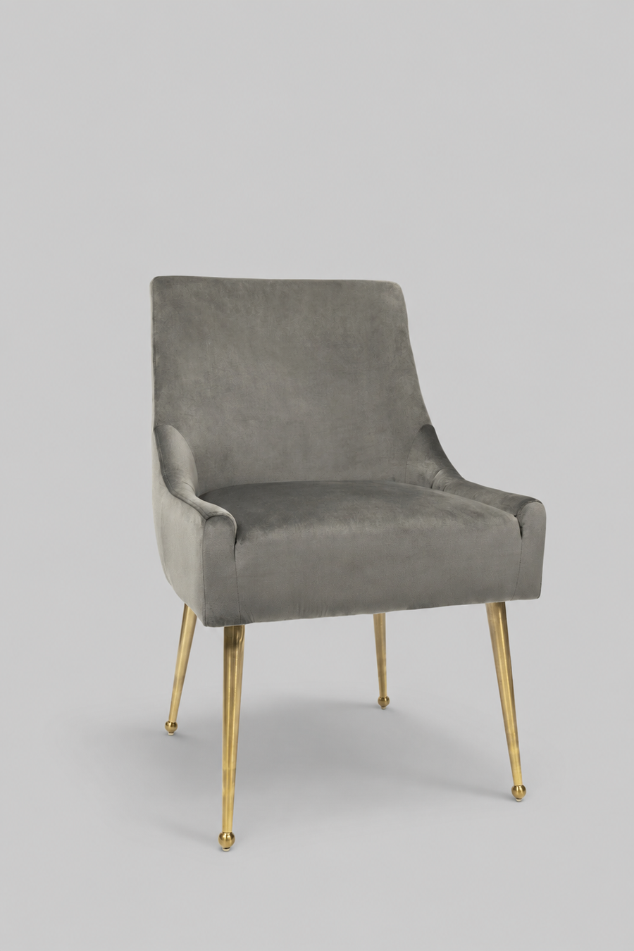 Diore Chair | Gray Velvet Brushed Gold legs