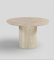 Grove Round Table 120cm | Tavertine Wood Base - Tavertine Ceramic Top