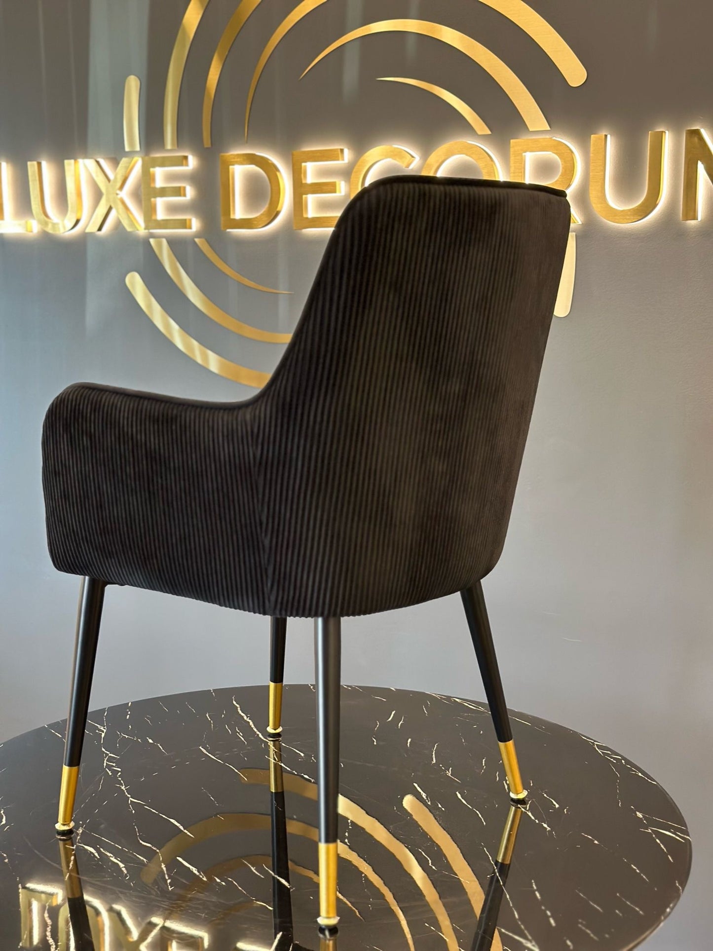 Madrid Chair - Black Metal Legs with Gold Tip