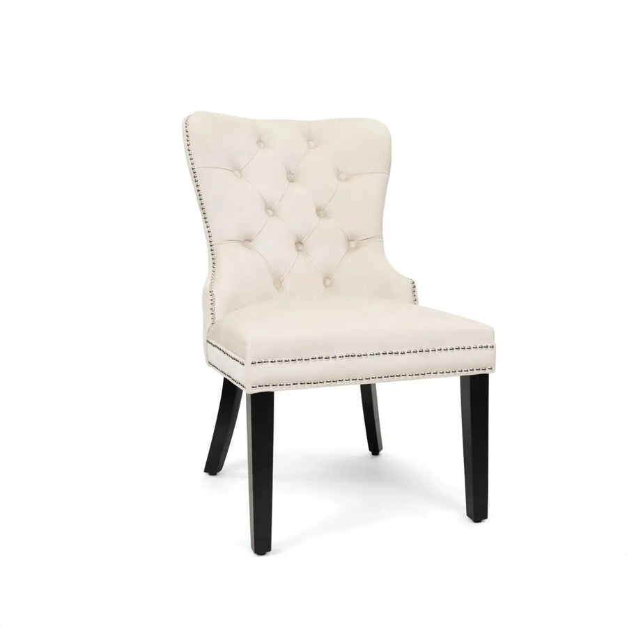 Xini Chair | Offwhite Velvet Wood Legs
