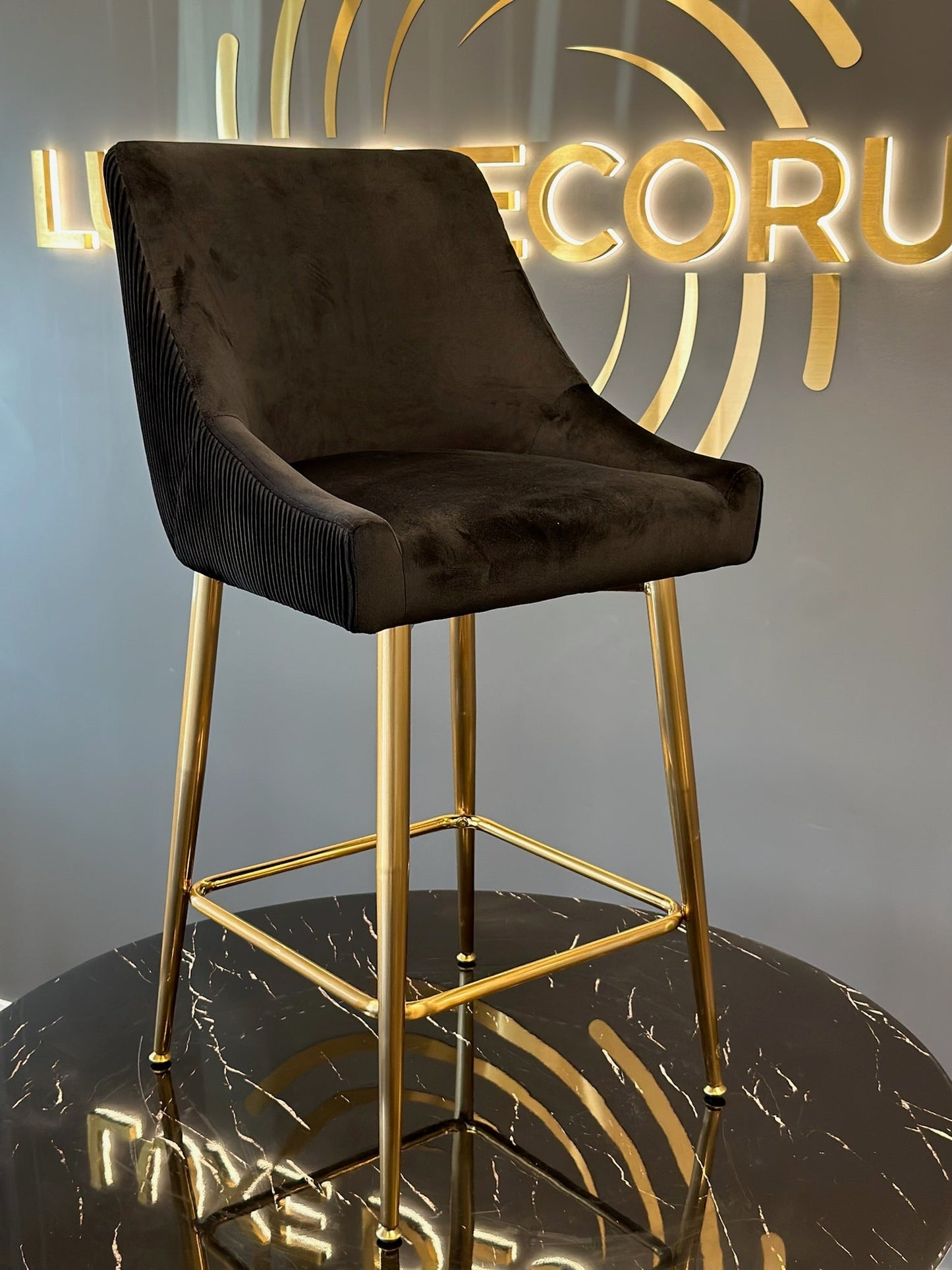 Caviar Counter Stools - Brushed Gold Legs