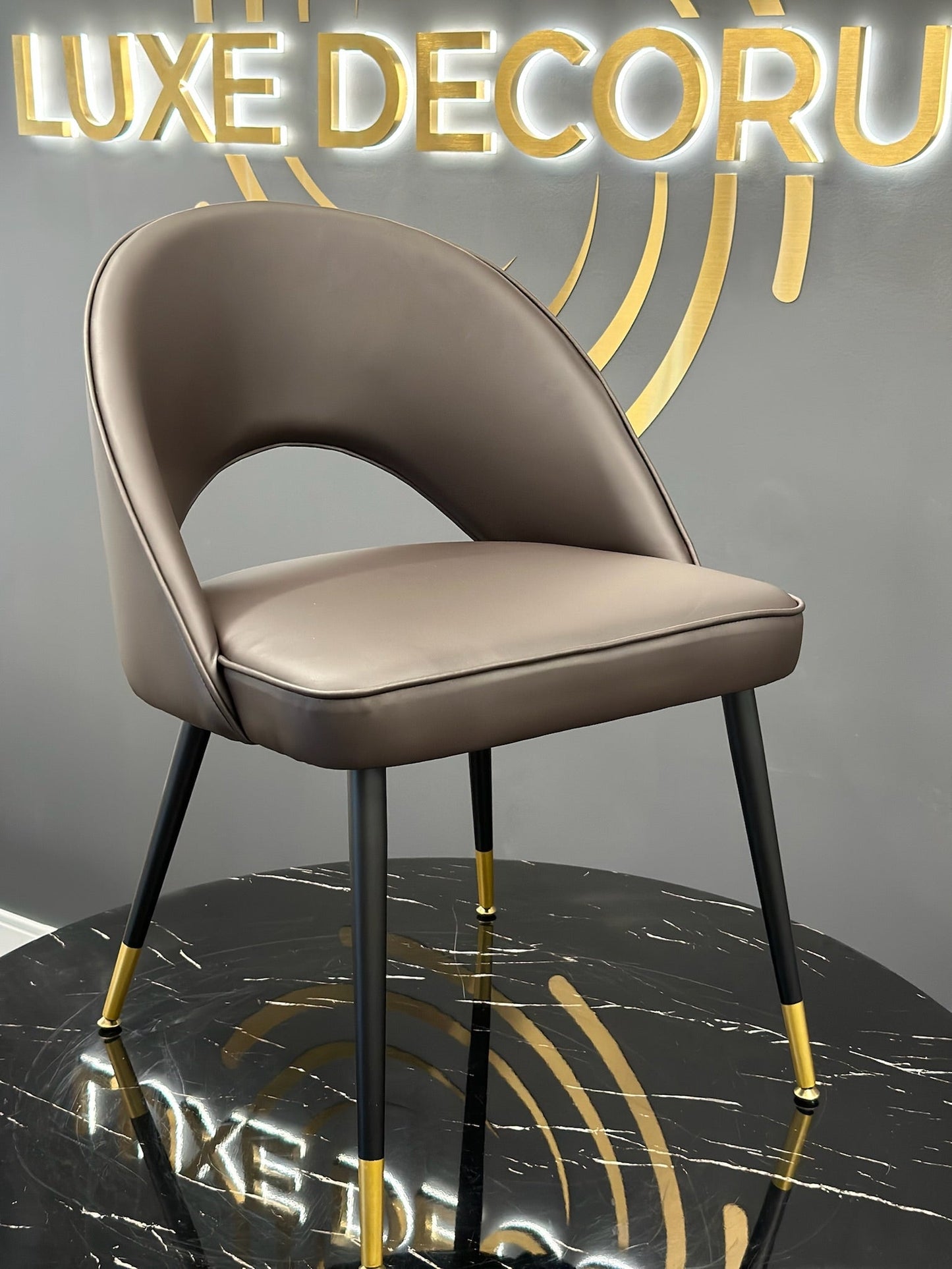 Selena Chair - Black Metal Legs with Gold Tip