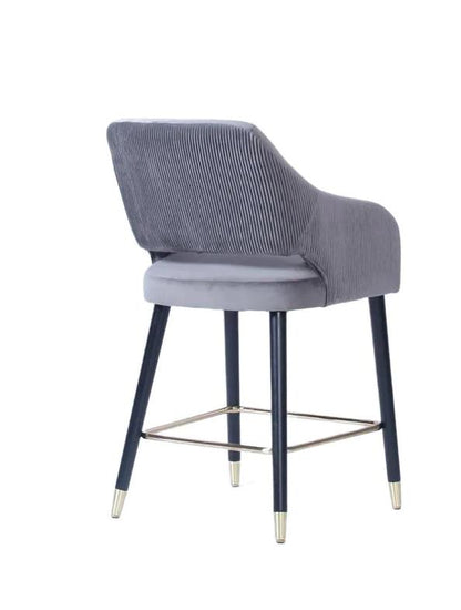 Ophelia Pleated Counter Stool - Black Wood Legs (Gold tip)