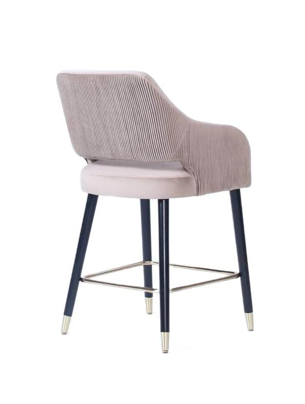 Ophelia Pleated Counter Stool - Black Wood Legs (Gold tip)