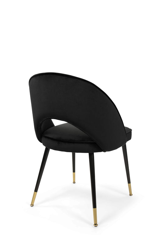 Selena Chair - Black Metal Legs with Gold Tip