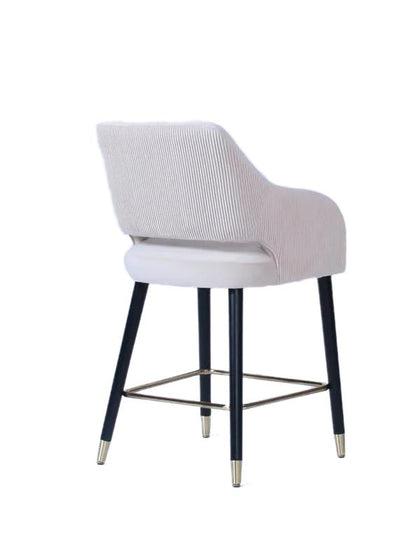 Ophelia Pleated Counter Stool - Black Wood Legs (Gold tip)